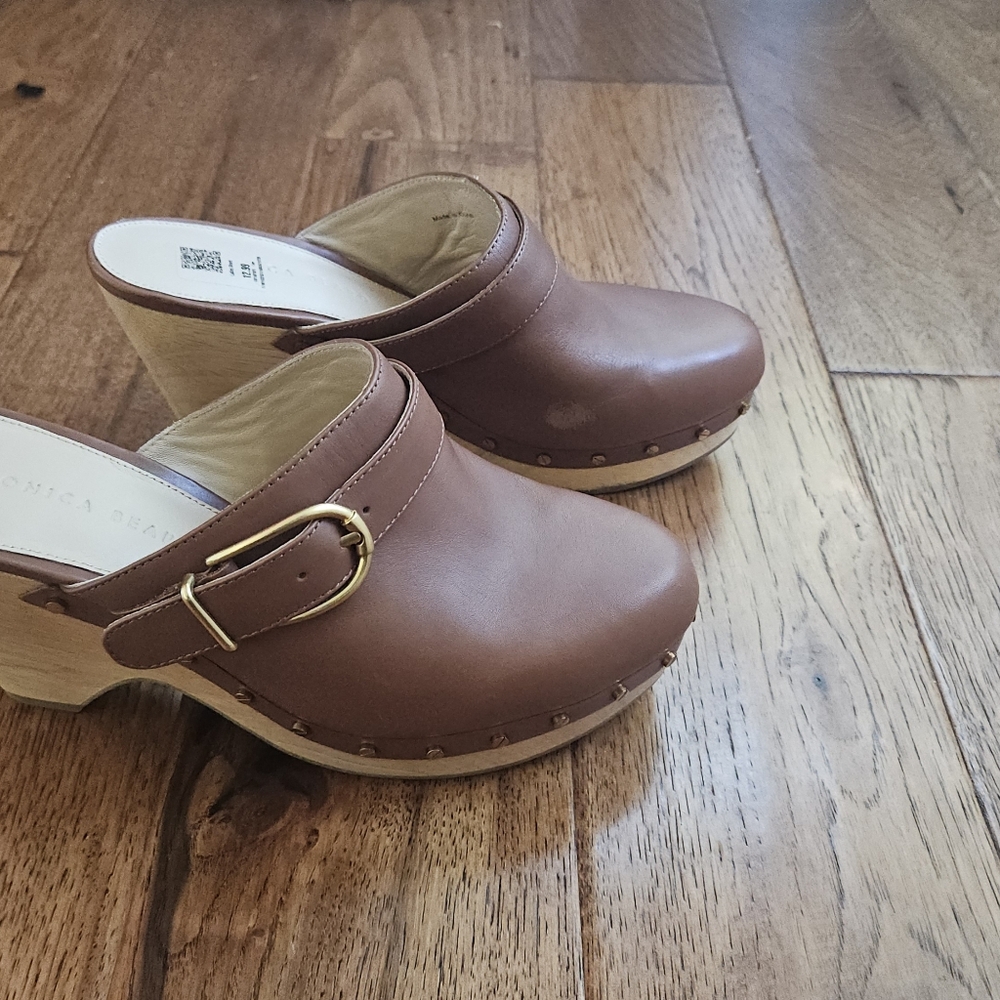 Veronica Beard Brown Hendrix Leather Mule Clogs 8 - Picture 9 of 11